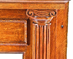 wonderfully maintained all original golden oak wood interior residential two-flat salvaged chicago fireplace half mantel with solid fluted columns and ionic capitals