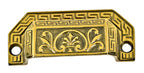 group of original 19th century ornamental cast brass interior residential pantry cabinet drawer pulls with distinctive neo-grec border and centrally located palmettes