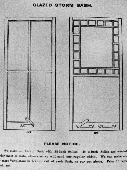 massive c. 1880's original four-pane exterior chicago workers cottage painted pine wood storm sash window with narrow stiles and multiple ventilation holes
