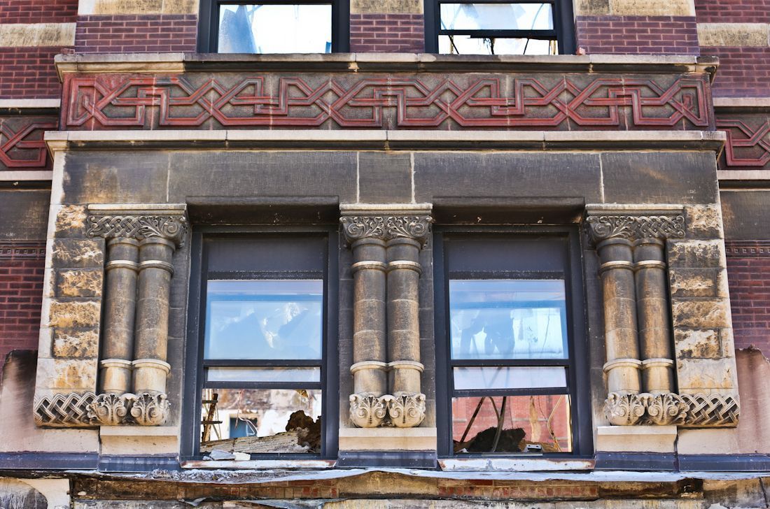 unusual 1880s stephen v. shipman-designed exterior daniel a. jones hospital building red slip terra cotta panel