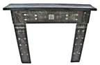 original 19th century antique american salvaged chicago marbleized slate fireplace mantel with lightly incised design motifs accentuated with gold leaf