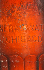 single exceptionally rare antique american nineteenth century medium amber glass quart size bottle of "israel's mineral water" dug from a chicago area privy pit
