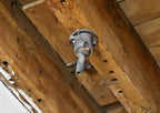 pair of 19th century crane brothers factory building ceiling or wall-mount faries wood and cast iron ball joint ceiling cap pendant lights or sconces with swivel sockets