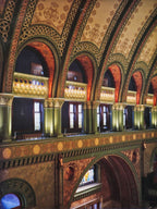 remarkable all original late 19th century intact museum quality polychromatic hand-painted stenciled st. louis union station interior wall canvas