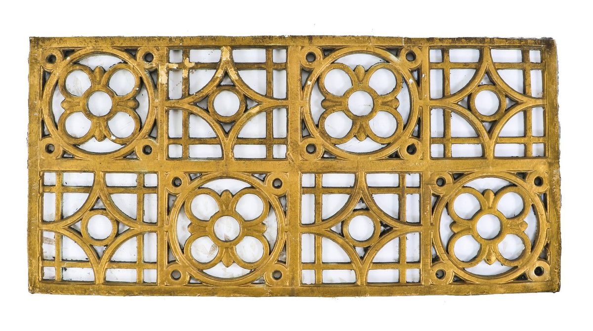 single surviving all original and intact c. 1931 antique american depression era art deco nortown atmospheric theater cast plaster ventilation grille with mostly uniform gold enameled finish