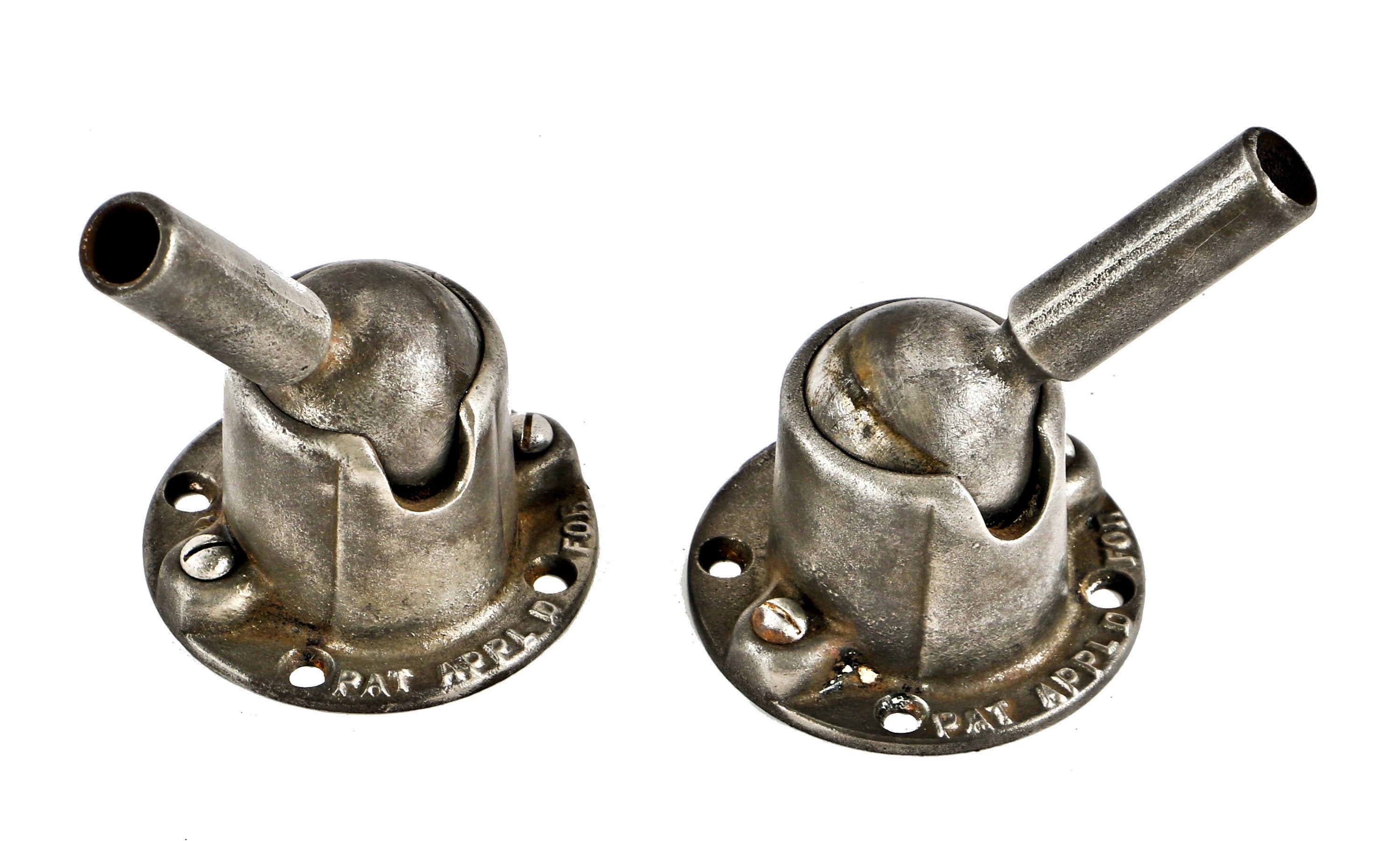 pair of 19th century crane brothers factory building ceiling or wall-mount faries wood and cast iron ball joint ceiling cap pendant lights or sconces with swivel sockets