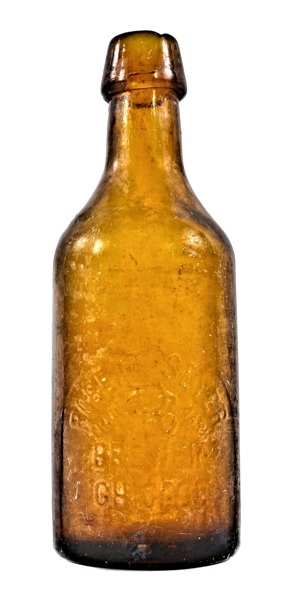 rare and all original dug antique 19th century american rich amber glass beer bottle manufactured for a chicago brewer robert seyer
