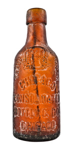 hard to find late nineteenth century privy dug and intact amber blobtop bottle fabricated for the chicago consolidated bottling company
