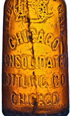 hard to find late nineteenth century privy dug and intact amber blobtop bottle fabricated for the chicago consolidated bottling company