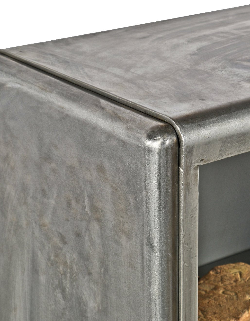c. 1940's vintage american industrial "tanker" style reinforced heavy gauge brushed steel freestanding salvaged chicago crane brothers factory office display or book cabinet