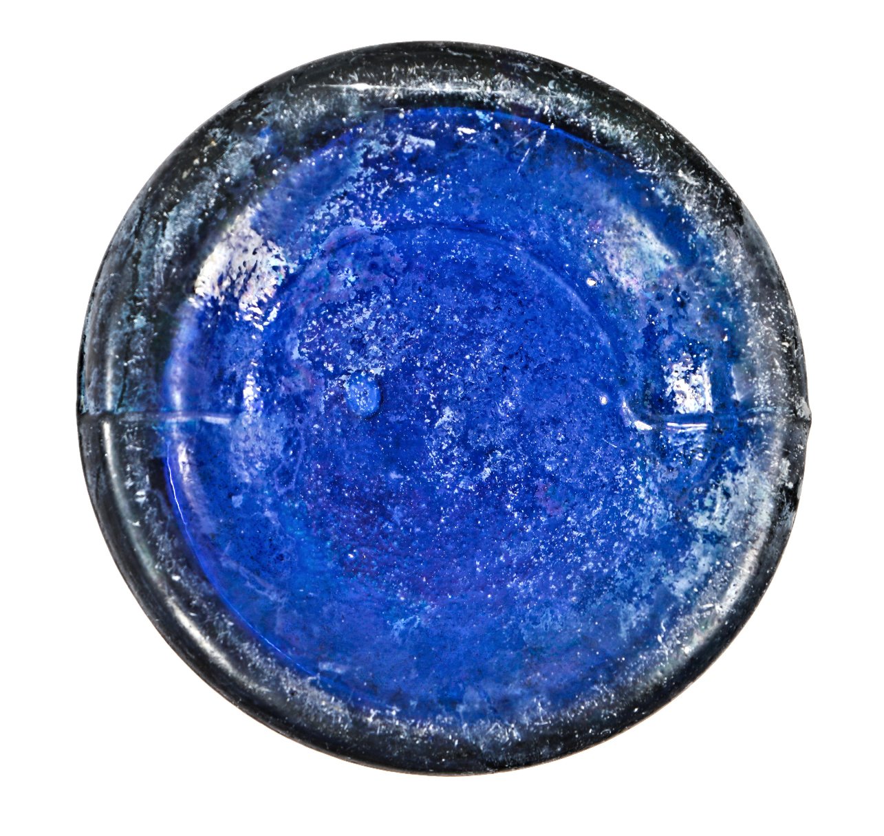 hard to find antique american nineteenth century privy dug cobalt blue glass w.h.h. soda style bottle fabricated for chicago bottling giant william h. hutchinson.