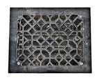 early 20th century strongly geometric ornamental steel and iron salvaged chicago interior residential floor grate with fully functional lovers