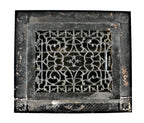 one of several original 19th century salvaged chicago ornamental cast iron fully functional floor registers with matching iron surround and black enameled finish