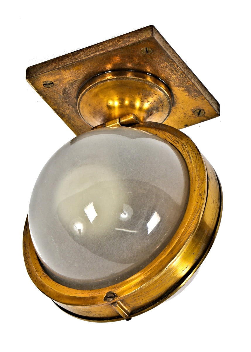 original william drummond-designed heavy cast brass rookery building elevator light with frosted glass globes