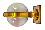 original william drummond-designed heavy cast brass rookery building elevator light with frosted glass globes