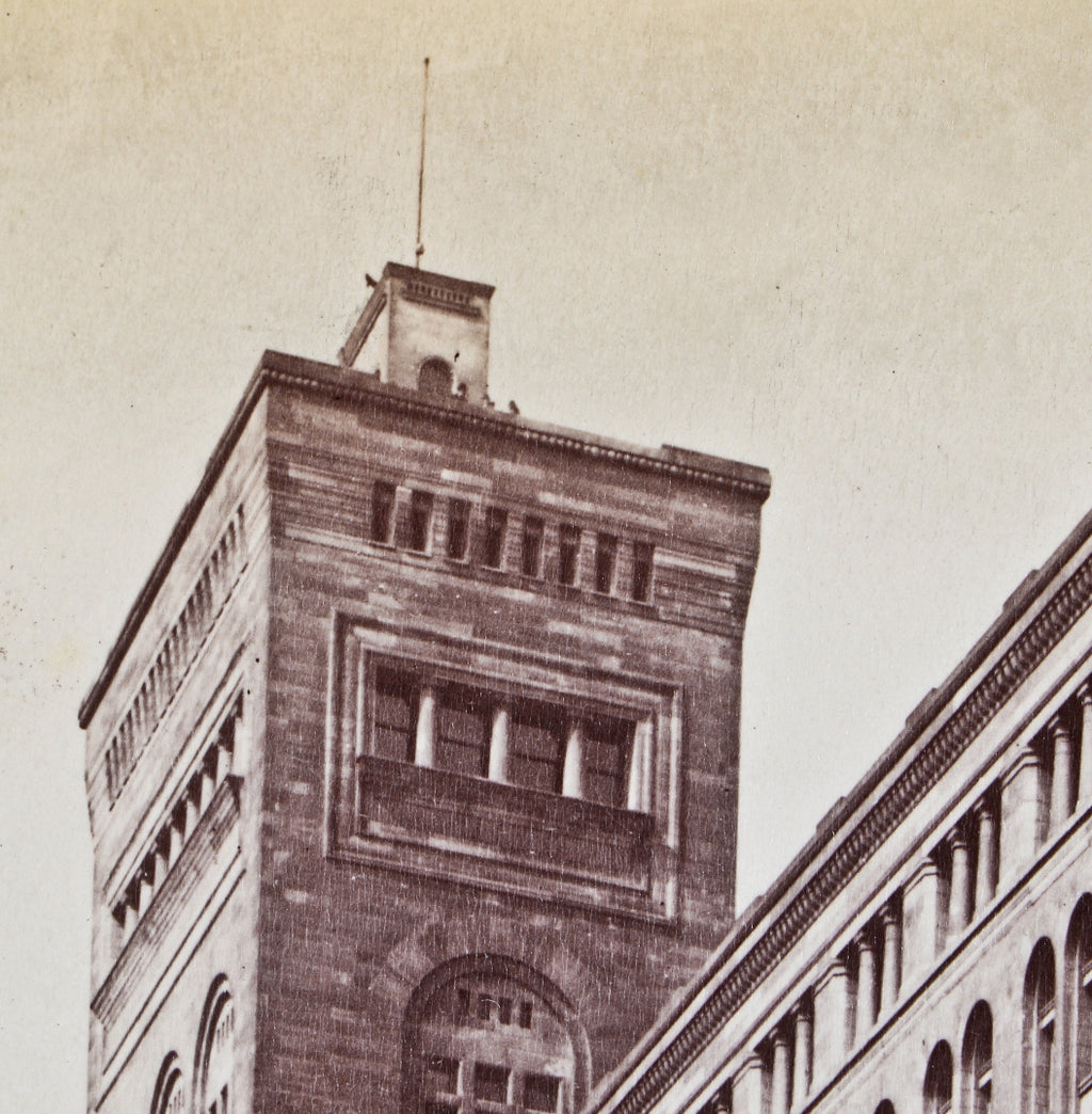 single hard to find and intact oversized antique late nineteenth century unmatted albumen print depicting the adler and sullivan-designed auditorium theater in chicago, il.