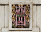 rare all original oversized american c. 1920's-1930's polychromed glazed terra cotta chicago commerical building cornice panel featuring elegantly designed floral motifs