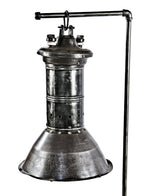 rare original early 20th century antique american industrial oversized early electric incandescent rolled iron factory pendant light with intact sectional silver-plated mirror reflectors