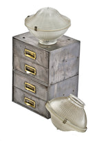 heavily compartmentalized c. 1920's original antique american industrial three-unit stackable refinished metal cabinet with integrated brass drawer pulls and label holders