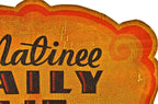 very rare all original hand-painted c. 1936 lawndale or "new yiddish" salvaged chicago theater polychromatic "matinee daily" single-sided masonite marquee board