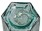 highly sought after all original mid-nineteenth century antique american aqua-coolored glass gothic style pepper sauce bottle with open-pontiled base