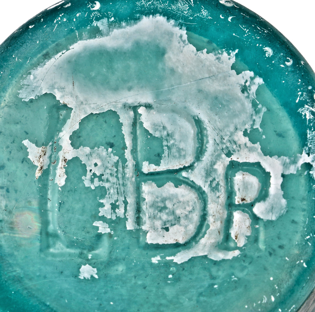 rare and intact privy dug light teal or dark aqua pony style soda bottle with applied blob top manufactured for chicago bottlers august, william, and frederick lang