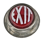 highly sought after c. 1930's antique american art deco style ruby red wall-mount exit light fixture with deeply incised letters highlighted with baked white paint
