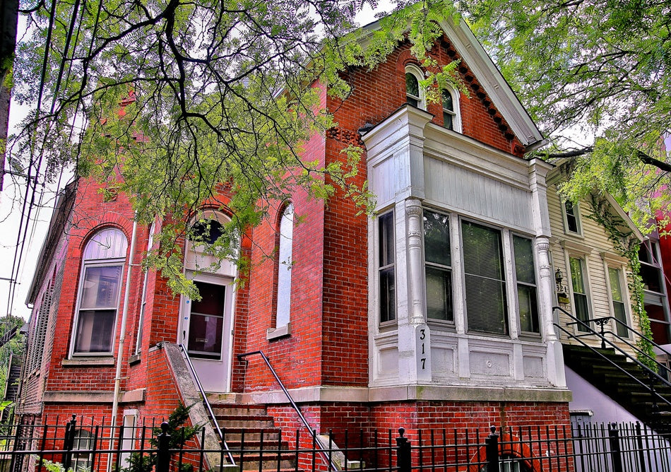 original and intact c. 1880's antique american salvaged chicago interior residential varnished oak wood eastlake style staircase with fanciful spindles