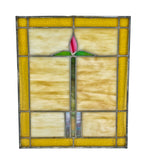 original c. 1930's salvaged chicago bungalow variegated glass interior residential leaded glass window with centrally located floral motif