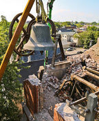 original early 20th century historically important salvaged chicago st. john's cast bronze church bell with nicely aged surface patina and fully functional clapper