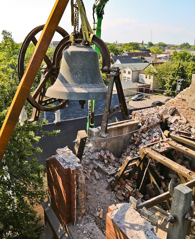 original early 20th century historically important salvaged chicago st. john's cast bronze church bell with nicely aged surface patina and fully functional clapper