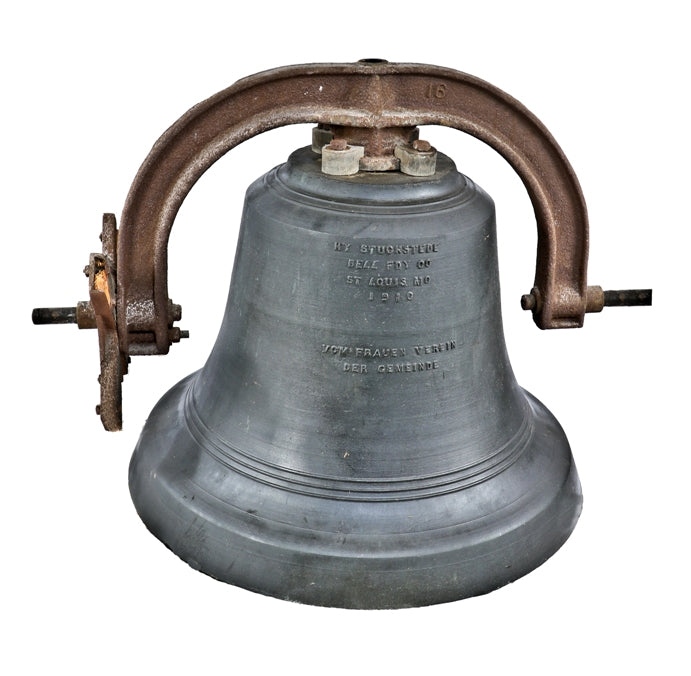 original early 20th century historically important salvaged chicago st. john's cast bronze church bell with nicely aged surface patina and fully functional clapper