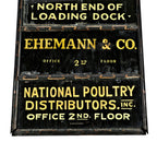 rare one of a kind depression era fulton market cold storage building single-sided reverse painted glass business lobby directory
