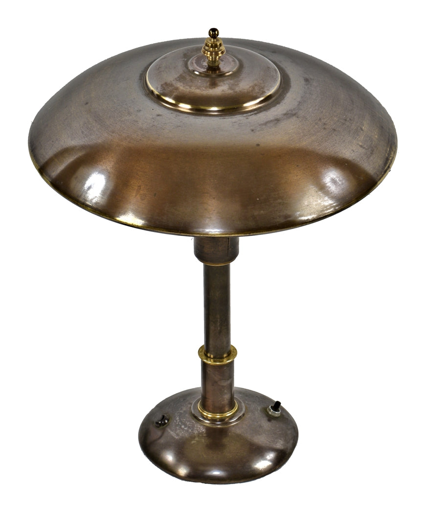 exceptional all original c. 1930's or early 1940's american art deco machine faries "guardsman" table or desk lamp with intact "normandy bronze" finish