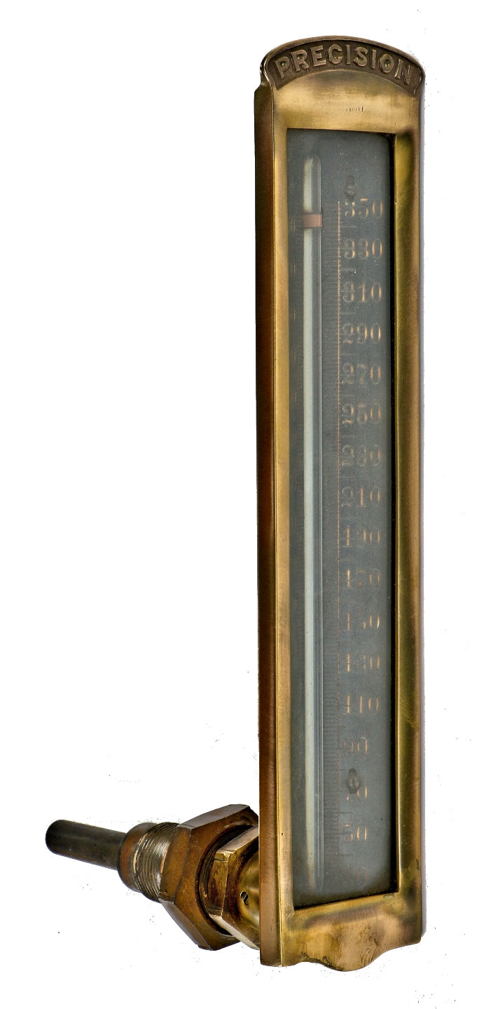 original reinforced antique american industrial cast bronze oversized fulton market cold storage building basement boiler emperature gauge with original functional thermometer