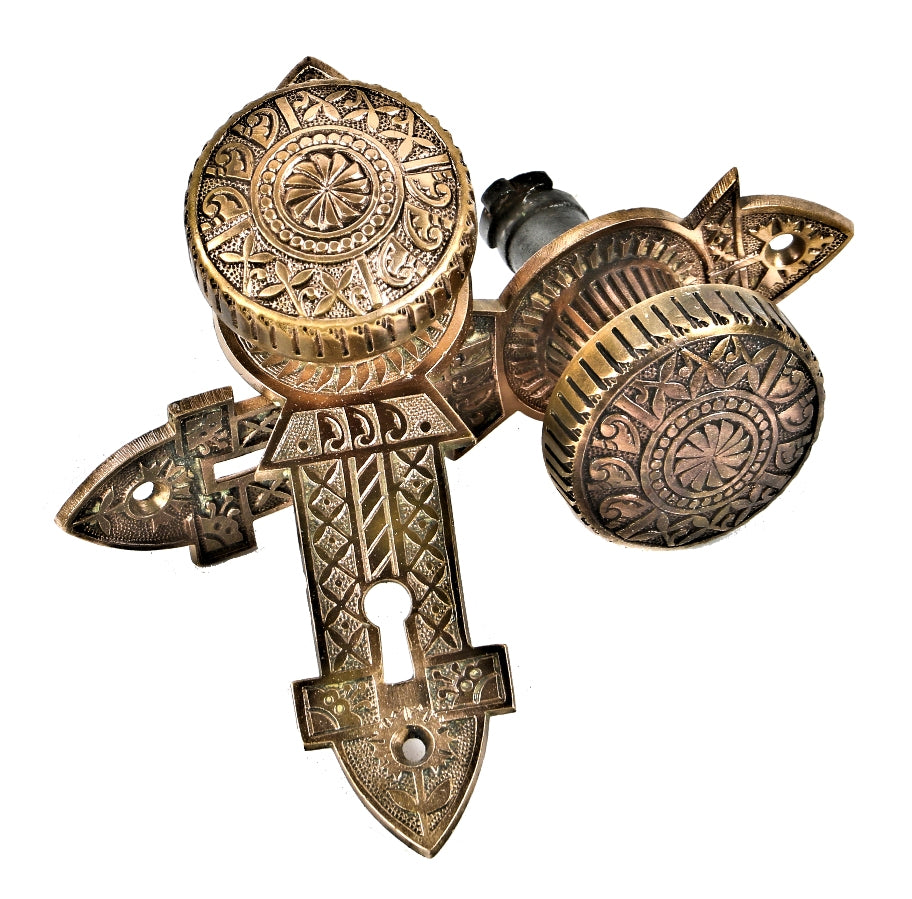 matching set of original cast bronze "chicago-niles" decorative hardware salvaged from an evergreen street pipe organ factory undergoing demolition
