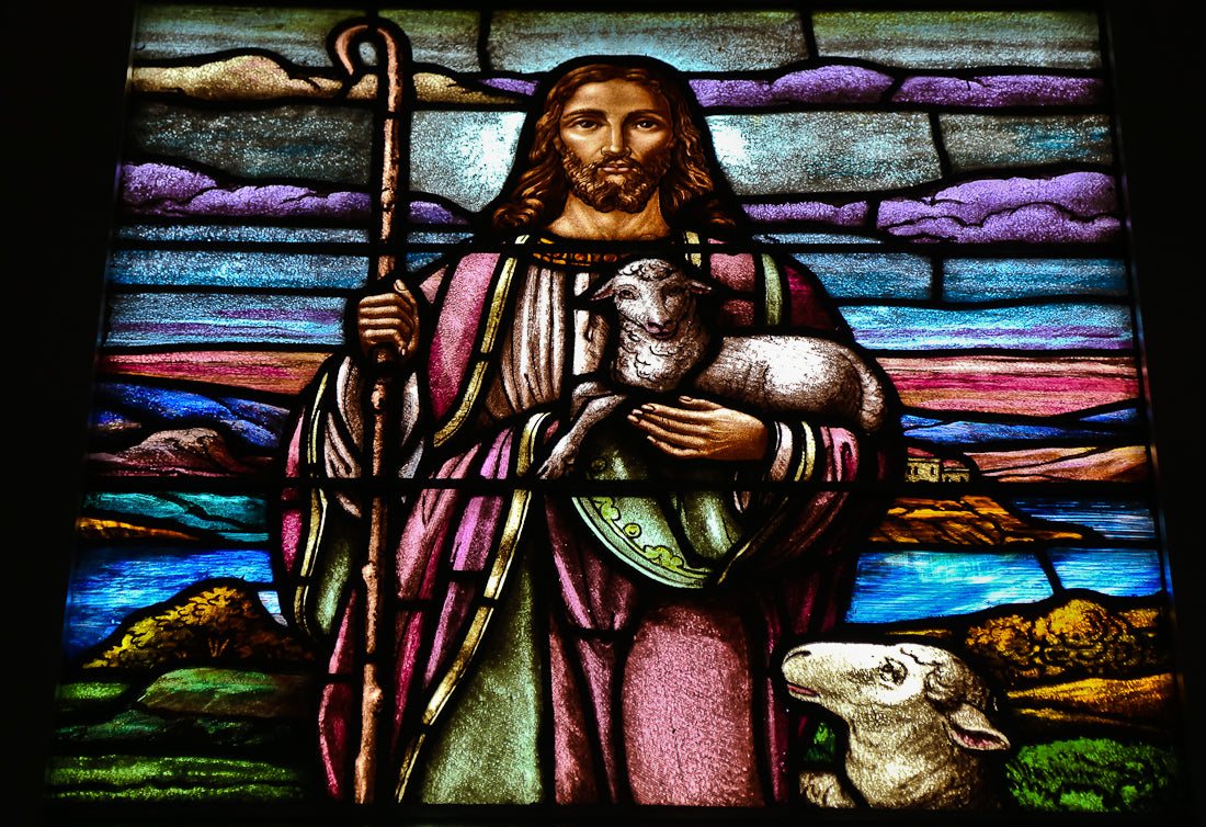 museum quality c. 1929 signed salvaged chicago lutheran church interior multi-paneled "munich style" narrative triptych window