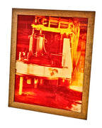 original c. 1950's massive a. finkl & son administration building interior president's office walnut room hinged panel with plastic inset depicting foundry operations