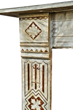 original and completely refurbished mid-1870's antique american salvaged chicago gray marble residential fireplace with lightly incised floral motifs