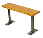 refinished depression era a. finkl & sons original foundry locker room bench with pollard cast iron legs and intact rock hard maple wood top or seat