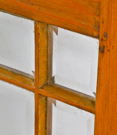 completely refinished oversized 1880's chicago salvaged pine wood interior residential skylight with all original beveled glass panels free from damage`