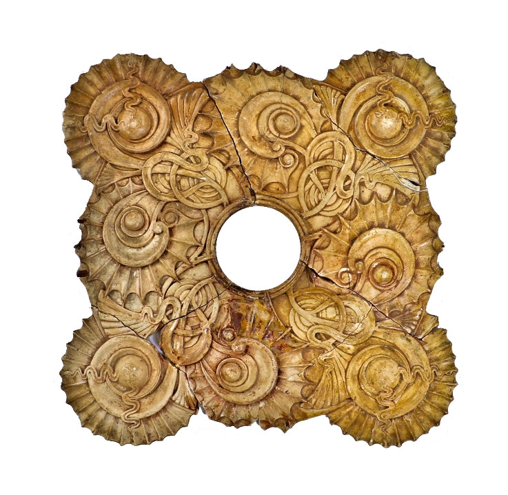 all original and largely intact museum-quality 1884 sullivan-designed interior louis frank residence light fixture cast plaster ceiling medallion