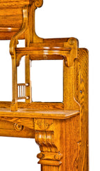 fully restored 19th century antique american victorian era varnished white oak wood interior residential full fireplace mantel with intact beveled edge mirrors