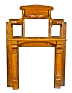 fully restored 19th century antique american victorian era varnished white oak wood interior residential full fireplace mantel with intact beveled edge mirrors