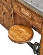 exceptionally hard to find refinished early 20th century kewaunee chicago public school science laboratory swing-out seat table with metal top