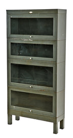 all original and fully functional pressed and folded "art metal" enameled steel american industrial barrister bookcase with sliding cabinet doors