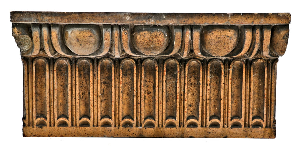 exceptional northwestern ornamental terra cotta st. boniface school cornice stringercourse panel with a egg & dart design motif