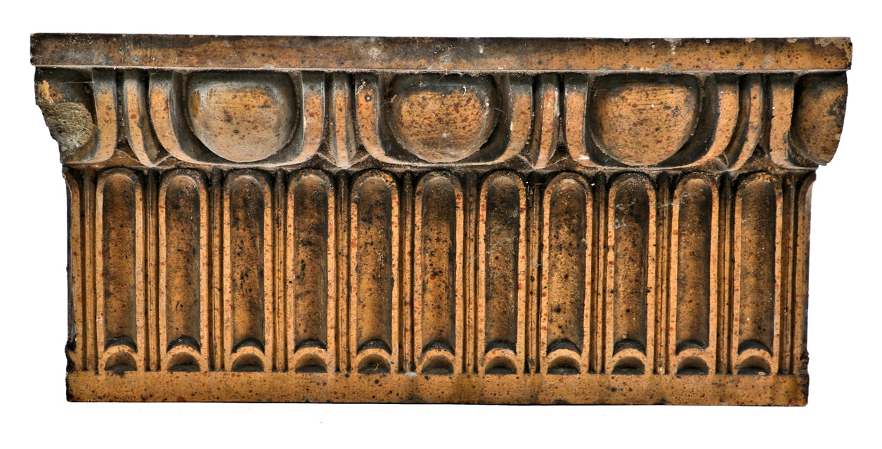 exceptional northwestern ornamental terra cotta st. boniface school cornice stringercourse panel with a egg & dart design motif