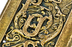 two matching all original ornamental cast bronze single-sided "columbian" pattern rare oversized commercial building entrance door antique american push plates