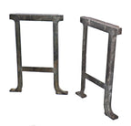 pair of original and intact antique american industrial robust cast iron chicago factory machine shop legs or bases with brushed metal finish